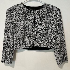 Dressbarn Collection Black & White Sequin Crop Jacket | Size 6 Elegant Evening B